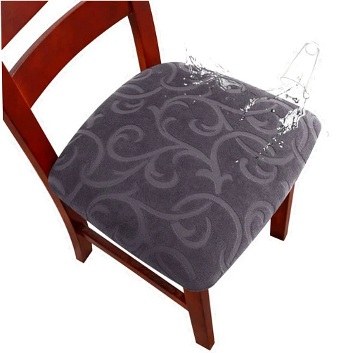 Genina Chair Seat Covers Waterproof Dining Room Chair Covers 6 Pack Stretch Seat Covers for Dinning Room Chair Protector Slipcover for Kitchen, Hotel (6, Flower Pattern-Dark Gray)