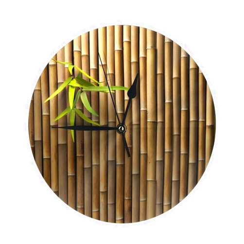 LEEHBFF Spring Bamboo Round Wall Clock Hanging Silent Non-Ticking Battery Operated Modern Art Home Decor Wall Clocks for Bedroom Kitchen Living Room Bathroom 9.84x9.84inch., One Size