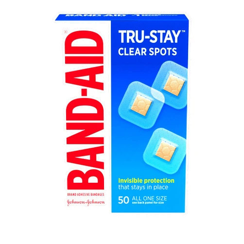 Band-Aid Brand Tru-Stay Clear Spots Bandages for Discreet First Aid, All One Size, 50 Count