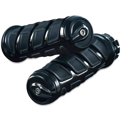 Kuryakyn 6376 Premium Kinetic Handlebar Grips for Kawasaki, Suzuki, Victory & Yamaha Motorcycles, Gloss Black, 1 Pair