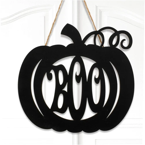 Jetec Halloween Door Hanger Black Boo Door Sign Decor Round Wood Hanging Sign Personalized Rustic Door Hanger Sign Wooden Halloween Wall Hanging Sign for Home Outdoor Indoor Decoration (Pumpkin Style)