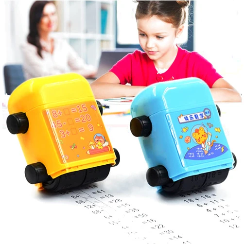 Wedofever Smart Math Roller Stamp 2 Pcs Dual Head 2 in 1 Addition Subtraction, Fill-in-The-Blank Questions Practice Teacher Stamps Math Within 100 Math Rolling Digital Stamps for Kids