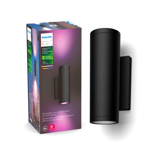 Philips Hue Appear Outdoor Smart Wall Light, Black - White and Color Ambiance LED Color-Changing Light - 1 Pack - Requires Hue Bridge - Control with Hue App and Voice - Weatherproof