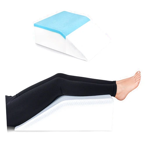 Ebung Leg Elevation Pillow with Memory Foam & Cooling Gel and Leg Pillow Cover Bundle - Elevating Foam Wedge Leg Rest - Relieves Leg Pain, Hip, and Knee Pain, Improves Blood Circulation, Reduces Swelling