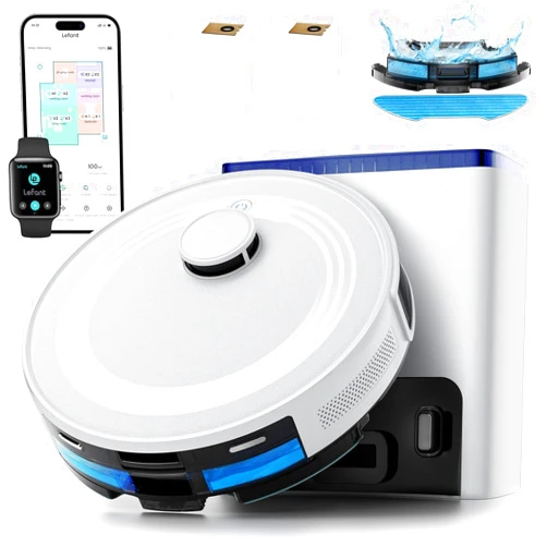 Lefant M2L Plus LiDAR Robot Vacuum and Mop, 190° PSD Obstacle Avoidance, 6000Pa Strong Suction, 75-Day Capacity, Multi-Floor Mapping, 130 Min Runtime, WiFi/Alexa/APP/iWatch