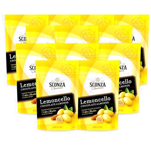 Sconza Lemoncello Lemon Cream & White Chocolate Almonds, 5lb (Pack of 12)