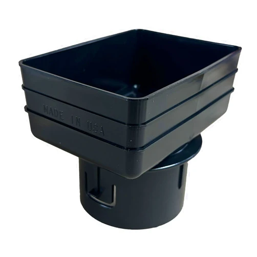 Gutterworks Mfg Inc. Rain Gutter Components 4x5x4 Universal Downspout Adapter – Fits 4x5 Downspout to 4” Drain Tile – Made in Iowa, USA – Gutterworks Mfg (Black)
