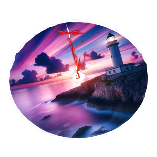 Vortithora Sunset-Lighthouse-Ocean-Sea Plush Christmas Tree Skirt, Soft Flannel Christmas Tree Decoration with Red String Ties, Easy to Install Holiday Ornament for Xmas
