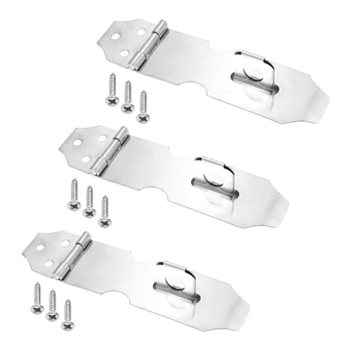Juvielich Knob Hasp Locks Twist Keyed Hasp Lock Stainless Steel Safety Hasp Latches Keyed for Small Doors Cabinets File Drawer Lock Freezer Door Lock Silver 137mm 3PCS