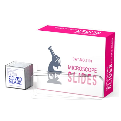 Vabiooth Rounded Edge Microscope Slides Kit, 50 Pcs Pre-Cleaned Blank Microscope Slides and 100 Pcs 22x22mm Square Coverslips Cover Glass for Monocular Binocular Trinocular Microscopes
