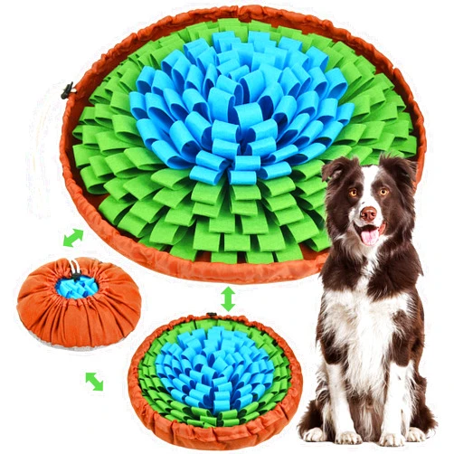 Vivifying Snuffle Mat for Dogs, Adjustable Sniff Mat for Slow Eating and Keep Busy, Interactive Dog Enrichment Toys for Dogs for Mental Stimulation (Blue&Green)