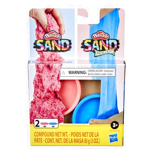 Hasbro Play-Doh Sand 2-Pack Assortment - 1 tub Pink Sand and 1 tub Blue Sand Ez Stretch