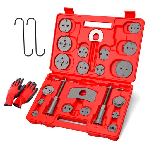 MOSTPLUS Universal Disc Brake Caliper Wind Back Tool and Piston Compression Sets-26 Pieces (Red)