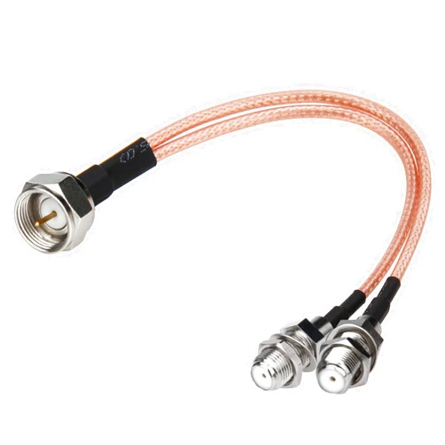 RFAdapter F-Type RG6 Splitter Coax Cable, 75Ohm TV Antenna 3 Way Splitter Combiner F Male to F Dual Female RG316 Coaxial Cable 6inch