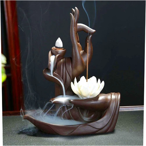 YYW Room Decor Lotus Backflow Incense Burner with 20pcs Incense Cone +30 Incense Sticks, Waterfall Incense Holder Burner