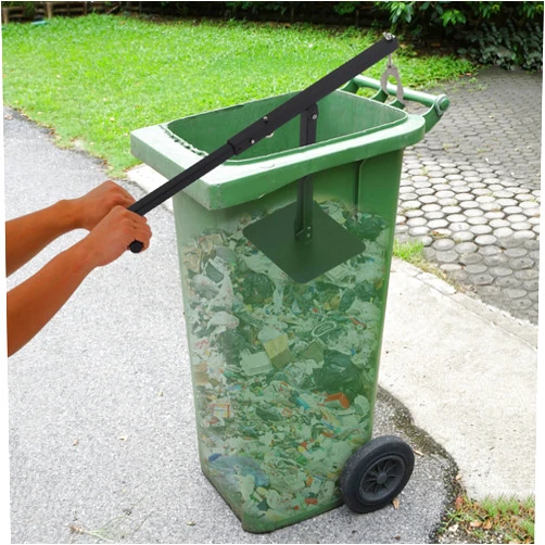 WTIOPJ Manual Trash Compactor for 60-100L Wheelie Bins, Portable Garbage Crusher with Adjustable Handle, Waste Recycling Hand Tool for Kitchen/Garden/Restaurant/Office Use