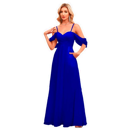 MIRUXIA Women's Off Shoulder Bridesmaid Dress Long with Slit Chiffon Ruffles Pleats Formal Party Dresses