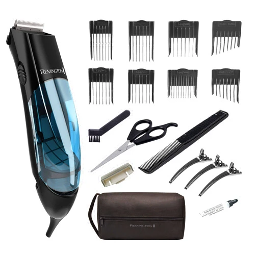 Remington Vacuum Haircut Kit, Vacuum Beard Trimmer, Hair Clippers for Men with Removable Hair Chamber and Dual Motor Power (18 pieces)