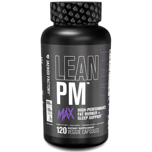 Jacked Factory Lean PM Max - High-Performance Weight Loss, Sleep Support, Fat Burner, & Appetite Suppressant for Men and Women w/Melatonin, Magnesium, Carnipure, & Ashwagandha - 120 Diet Pills
