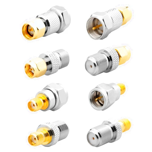 Anina 8 Pcs F Type to SMA Male Female Coax Connector Gold Plated Brass RF Coaxial Adapters for WiFi, CB/Amateur/Ham Radio Antenna, Walkie Talkie