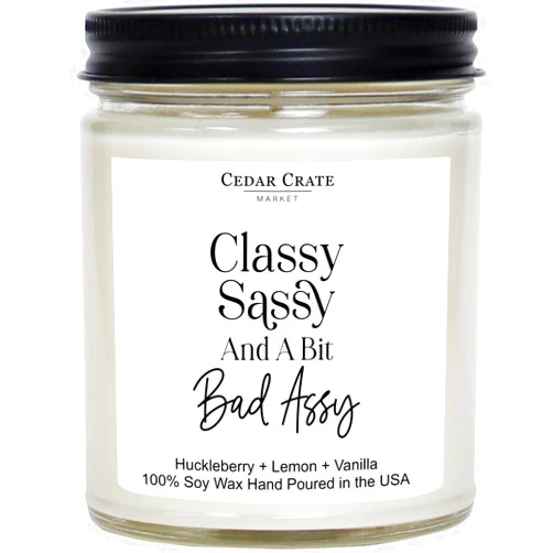 CEDAR CRATE MARKET - Funny Candles for Women Adult Humor - Classy Sassy - Best Friend Birthday Gift for Who Have Everything, Retirement, Woman Coworker, Girlfriend, 100% Soy Wax, Handmade in USA