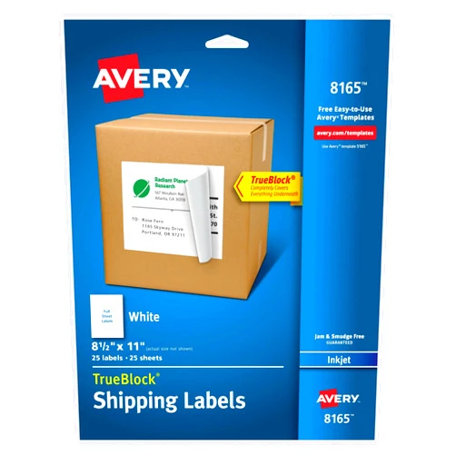 Avery Full Sheet Printable Shipping Labels, 8.5