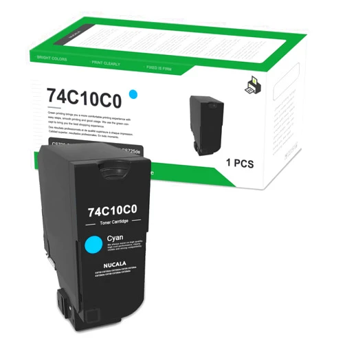 NUCALA 74C10C0 Cyan Toner Cartridge (1-Pack) - Nuc Compatible 74C10C0 High Yield Cyan Toner Cartridge Replacement for Lexmark CS720dte CS720 CS720de CX725dte CS725 CS725de CS725dte CX725 CX725de Printer