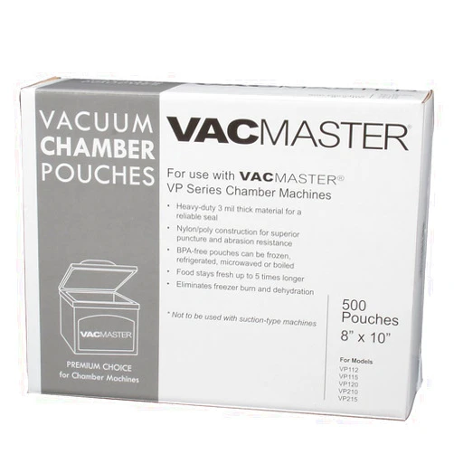VacMaster 40722 3-Mil Vacuum Chamber Pouches, 8-Inch by 10-Inch, 500 per Box