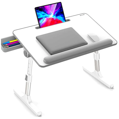 Besign LT07 Lap Desk [Extra Large], Adjustable Laptop Table, Portable Standing Bed Desk, Foldable Sofa Breakfast Tray, Notebook Computer Stand for Reading and Writing (White)