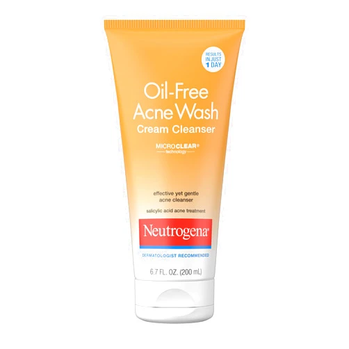 Neutrogena Oil-Free Acne Face Wash Cream Cleanser with 2% Salicylic Acid Acne Treatment, Non-Comedogenic & Gentle Daily Facial Cleanser for Acne-Prone Skin, 6.7 fl. oz