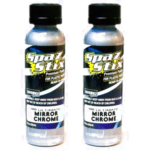 Spaz Stix 2 PACK ULTIMATE MIRROR CHROME AIRBRUSH PAINT 2OZ INCLUDES CHICAGOLAND RC COUPON
