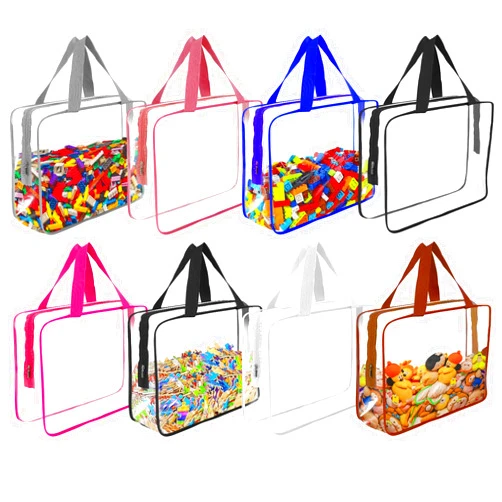 STAOVA 8 Pcs Large Clear Toy Storage Bag With Zip,Reusable Clear PVC Travel Waterproof Organizer Bags,Nice Board Game Storage,Portable Bag for Zamboni Toys,Toy Building Blocks,Kids Book,Puzzle Storage...