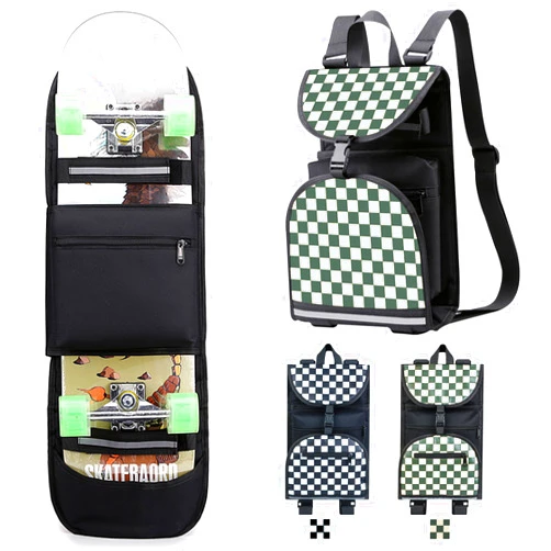 BRAVORD Foldable Skateboard Backpack Bag Carrier with Adjustable Shoulder Straps for Double Kick Longboard Electric Skateboard, Unisex