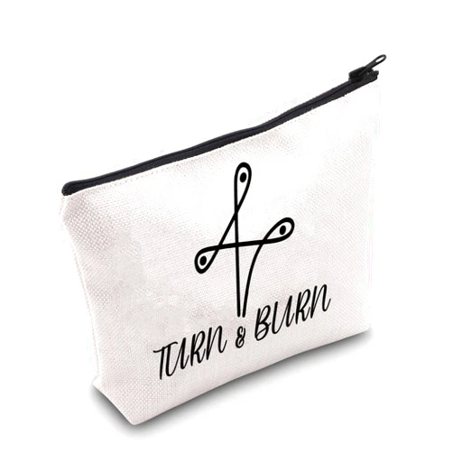 POFULL Barrel Racer Rodeo Gift Turn And Burn Barrel Racing Cosmetic Bag Rodeo Cowgirl Gift (Turn And Burn bag)