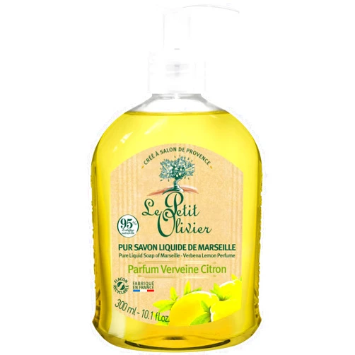 Le Petit Olivier Pure Marseille Liquid Soap - Verbena Perfume - Gently Cleanses Skin - Delicately Perfumed - Vegetable Origin Based - 10.1 oz