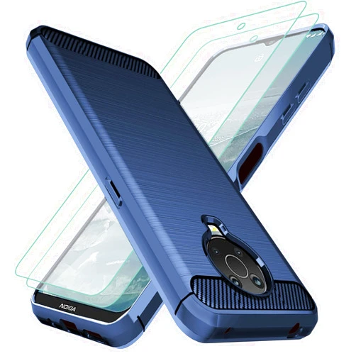 Osophter for Nokia G20 Case,Nokia G10 Case with 2pcs Screen Protector Shock-Absorption Flexible TPU Rubber Protective Cell Phone Cover for Nokia G10(Navy Blue)