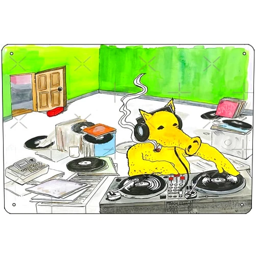 Oedrtqi Cool Quasimoto DJ Poster Metal Tin Sign 12 X 8 Inch Funny Man Cave Home Office Bar Decor