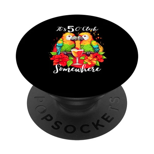 Parrots Summer Beach Couple Design It's 5 O’clock It's 5 O’clock Somewhere Parrot Summer Beach Couple Design PopSockets Standard PopGrip