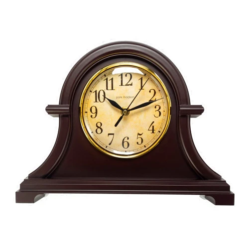 Park Madison Vintage Table Clock Series Mantel Clock,12.5 Inch, Silent Analog Quartz Movement, Mahogany Color (13798)