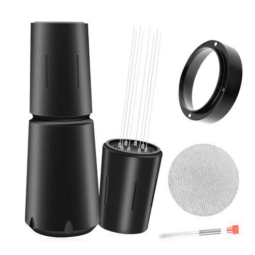 QzayDrea 54mm Espresso Accessories Kit, WDT Tool, Dosing Funnel and Puck Screen Set,Coffee stirrer with 8 needles Espresso Distribution Tool