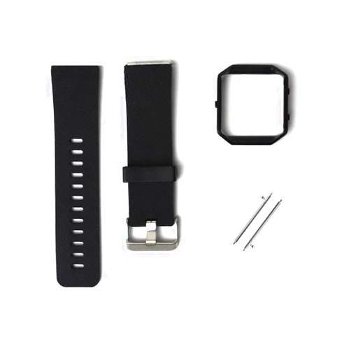 HLDTech Large Replacement Strap Bands & Frame Compatible for Fitbit Blaze Smart Fitness Watch Sport Accessory Wristbands for Men Women - Black