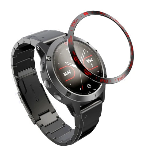 GHFHSG Stainless Steel smartwatch Cover for Garmin Fenix 6X Pro 6 Sapphire 5 5X Plus Bezel Ring Adhesive Anti Scratch Protective Metal (Color : B, Size : for Fenix 5X)