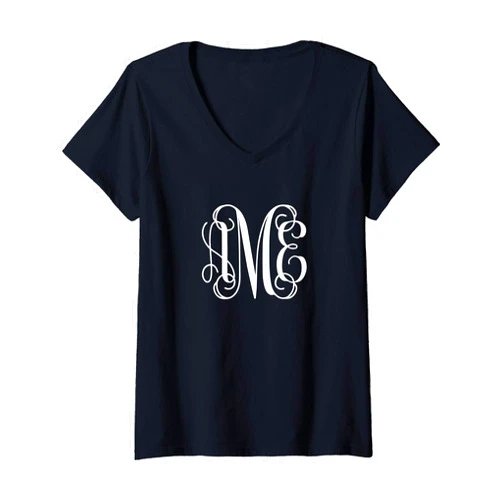Monogram Initials AEM Gifts for Her Womens Initials AEM Monogram Letters AEM Birthday Gift for Her V-Neck T-Shirt