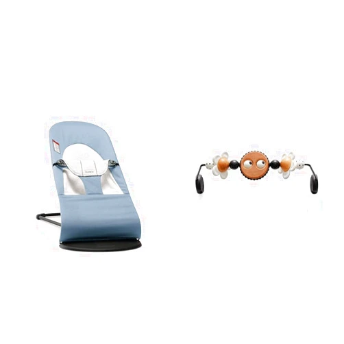 BabyBjörn BABYBJÖRN Bouncer Balance Soft Cotton/Jersey Blue/Gray Bundle with BabyBjörn Bouncer Toy Googly Eyes Black & White