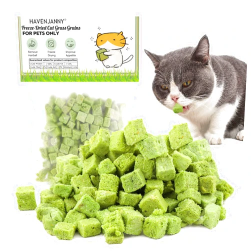 HavenJanny 60g Cat Grass Treats for Cat, Natural Dried Cat Grass Teething Stick Snacks for Cats, Edible Cat Chew Toys for Hairball Removal and Teeth Cleaning