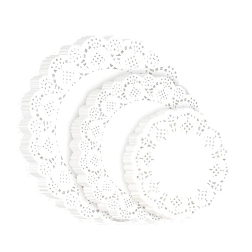 Svalor Paper Doilies Assorted Sizes, 4.5inch 6.5inch and 8.5 inch Doilies for Food, 99 Pieces Disposable Lace Paper Doilies for Tables, Round Paper Placemats Bulk for Cakes Desserts Crafts(White)
