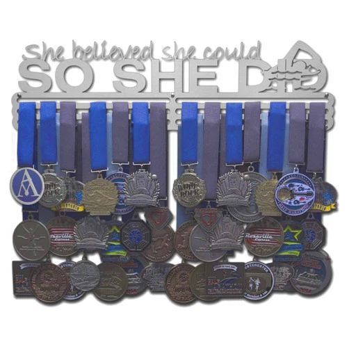 Allied Medal Hangers She Believed She Could So She Did (Swimmer Figure): Awards Display Rack Holder - Multiple Size Options