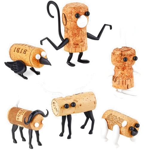 Monkey Business Corkers Animals Wine Accessories by Monkey Business, Collectible Novelty Gift, Pack of 6 Different Figurine Crafting Parts for Corks