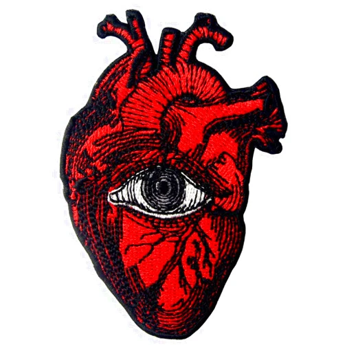 ZEGINs All Seeing Eye On Heart Patch Embroidered Badge Iron On Sew On Emblem