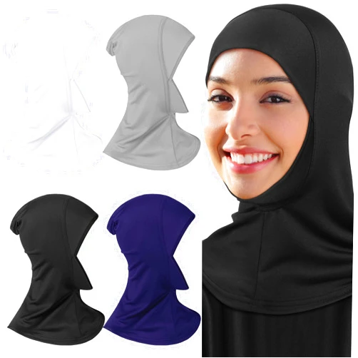 Geyoga 4 Pieces Modal Hijab Cap Adjustable Muslim Stretchy Turban Full Cover Shawl Cap Full Neck Coverage for Lady